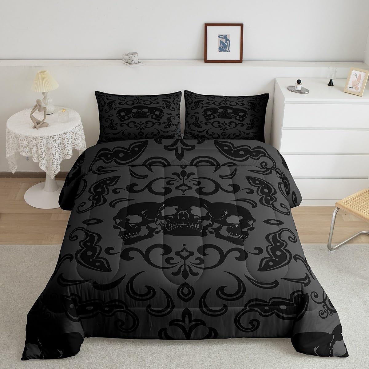 Spider Web Handmade Duvet on sale Cover, Black White Geometric Bedding Set, Gothic Halloween Animal Comforter Cover, Black