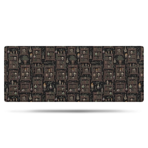 Black Gothic Skull Bookcase Pattern Bathroom Rugs Mat,Non Slip Microfiber Bathroom Rug,Rubber Backing,Soft Bathroom Mats for Bathroom Floor,Tub and Shower,60x24in(150x60cm)