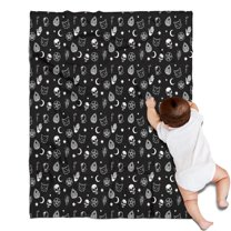 Black Gothic Skull Cat Pattern Blanket,Comfortable Soft Flannel Throw Blanket,All Season,Warm Lightweight Blankets for Sofa Bed Couch Living Room Chair,30"x40"