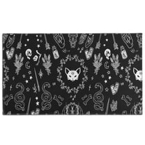 Black Gothic Skull Cat Pattern Door Rugs,Washable Non Slip Door Mats Indoor,Decorative Door Mats,Entry Mat Indoor for Entrance,Bedroom,Kitchen,Bathroom,17"x30"