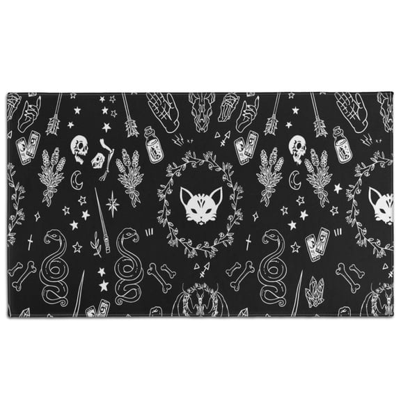 Black Gothic Skull Cat Pattern Door Rugs,Washable Non Slip Door Mats Indoor,Decorative Door Mats,Entry Mat Indoor for Entrance,Bedroom,Kitchen,Bathroom,17"x30"