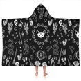 thumbnail image 1 of Black Gothic Skull Cat Pattern Hooded Bath Towel，50"x30" for Ages 3 To 12 Kids, Quick Dry Lightweight Soft Microfiber Hood Beach Towel Cover Up for Kids, 1 of 7