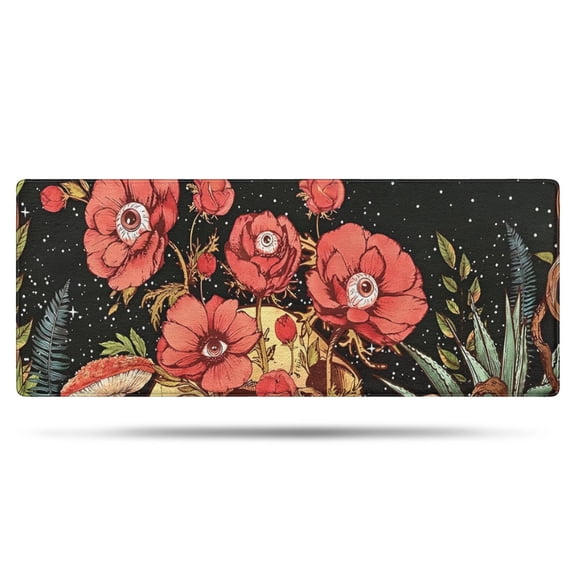 Black Gothic Skull Flower Pattern Bathroom Rugs Mat,Non Slip Microfiber Bathroom Rug,Rubber Backing,Soft Bathroom Mats for Bathroom Floor,Tub and Shower,60x24in(150x60cm)