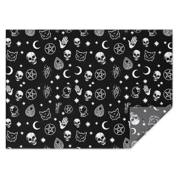 Black Gothic Skull Star Pattern Rectangle Tablecloth 60"x84",Waterproof Polyester Rectangle Table Cloth, Wipeable Spillproof Polyester Tablecloth for Dining, Camping, Indoor and Outdoor