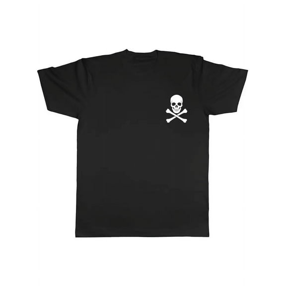 Black Gothic Skull and Crossbones Graphic Cotton T-Shirt for Men and Women - Unisex Casual Tee