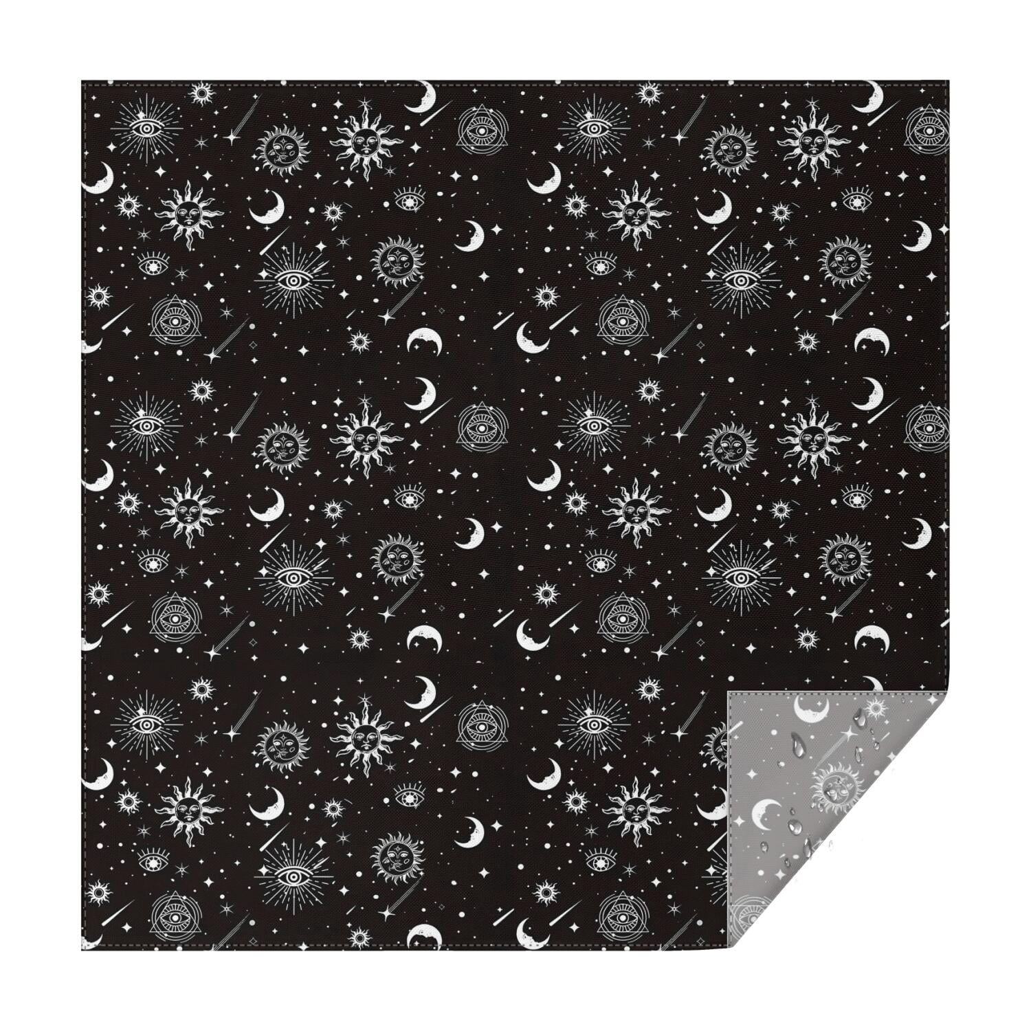 Black Gothic Sun Moon Eye Pattern Square Tablecloth,Waterproof Square ...