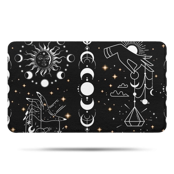 Black Gothic Sun Moon Hand Pattern Bathroom Rugs Mat,Non Slip Microfiber Bathroom Rug,Rubber Backing,Soft Bathroom Mats for Bathroom Floor,Tub and Shower,17x30in(43x75cm)
