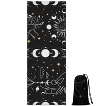 Black Gothic Sun Moon Hand Pattern Hot Yoga Mat Towel Non Slip for Hot Yoga - Quick-Drying Yoga Mat Cover with 4 Corner Pockets with Travel Bag - Hot Yoga Towel Non Slip 70"x26"