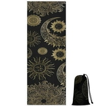 Black Gothic Sun Moon Pattern Hot Yoga Mat Towel Non Slip for Hot Yoga - Quick-Drying Yoga Mat Cover with 4 Corner Pockets with Travel Bag - Hot Yoga Towel Non Slip 70"x26"