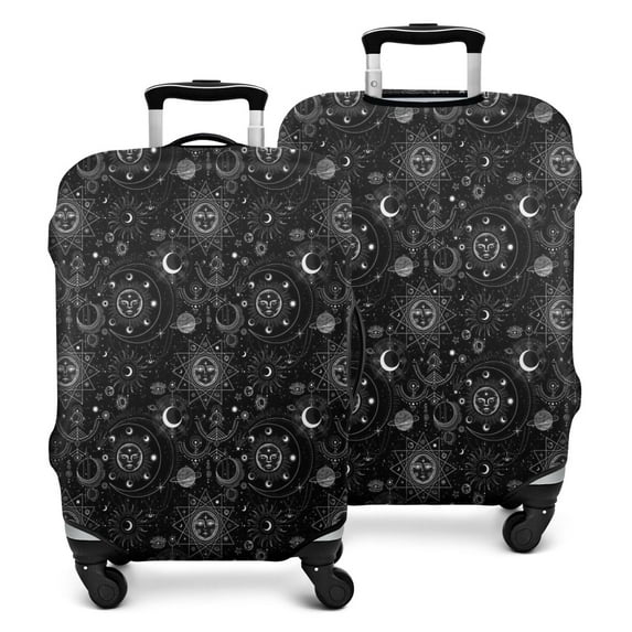 Black Gothic Sun Moon Pattern Luggage Cover Fashion Suitcase Cover Baggage Covers Fit 25-28 Inch Luggage (Go Travel)