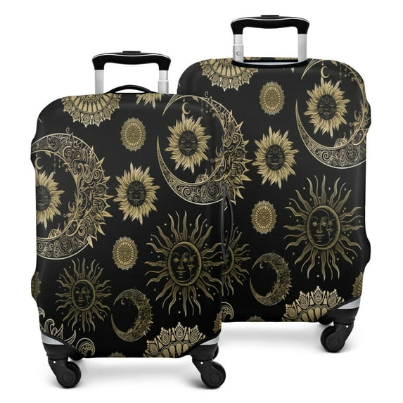 Black Gothic Sun Moon Pattern Luggage Cover Fashion Suitcase Cover Baggage Covers Fit 25-28 Inch Luggage (Go Travel)
