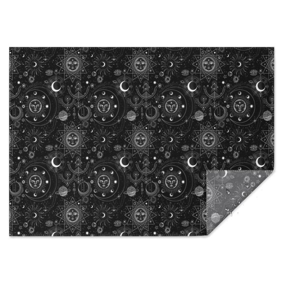 Black Gothic Sun Moon Pattern Rectangle Tablecloth 60"x84",Waterproof Polyester Rectangle Table Cloth, Wipeable Spillproof Polyester Tablecloth for Dining, Camping, Indoor and Outdoor