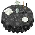 thumbnail image 1 of Black Gothic Sun Moon Pattern Round Tablecloth 60"x60",Wrinkle Wipeable Table Cloth for Kitchen Dining Room Picnic Patio Party, 1 of 6