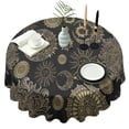 thumbnail image 1 of Black Gothic Sun Moon Pattern Round Tablecloth 60"x60",Wrinkle Wipeable Table Cloth for Kitchen Dining Room Picnic Patio Party, 1 of 6