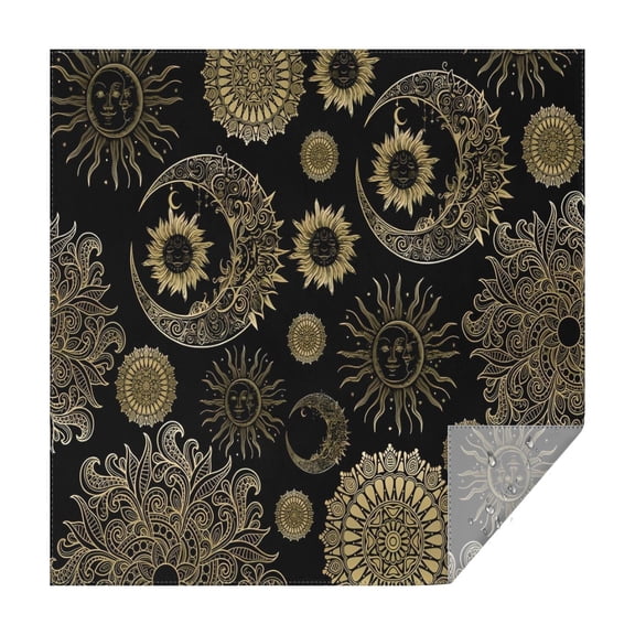 Black Gothic Sun Moon Pattern Square Tablecloth,Waterproof Square Table Cover,Wipeable Spillproof Washable Table Cover for Home Kitchen Party Decor 42"X42"(107x107cm)
