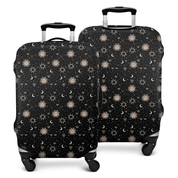 Black Gothic Sun Moon Star Pattern Luggage Cover Fashion Suitcase Cover Baggage Covers Fit 25-28 Inch Luggage (Go Travel)