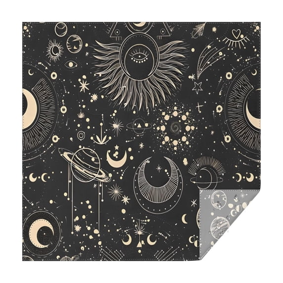 Black Gothic Sun Planet Pattern Square Tablecloth,Waterproof Square Table Cover,Wipeable Spillproof Washable Table Cover for Home Kitchen Party Decor 52"x52"(132x132cm)