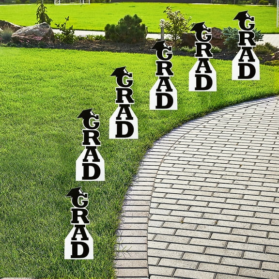 Black Grad with Graduation Cap Vertical Yard Signs Bulk 6 Pc