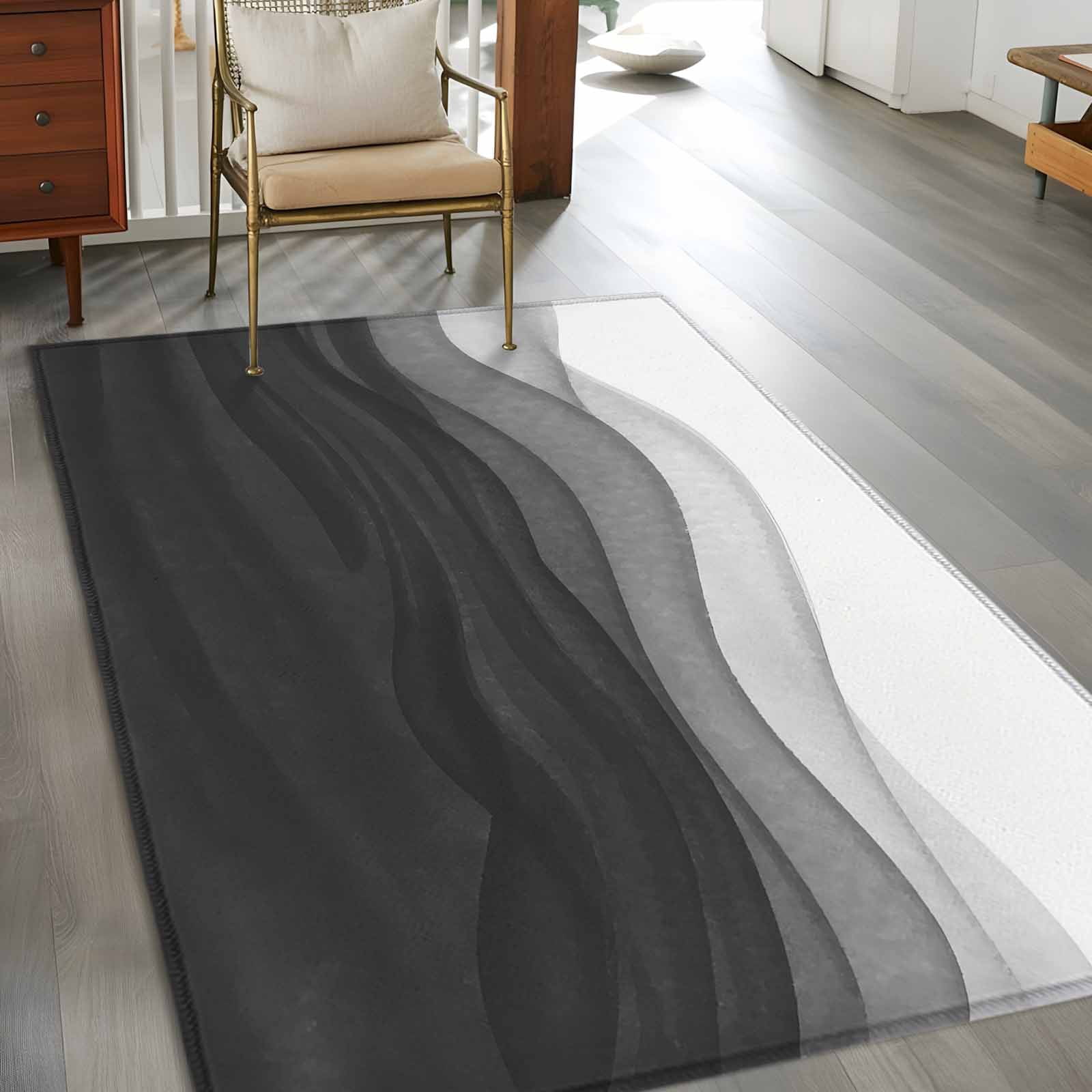 Black Gradient 3x5 Rug for Bedroom Foot of Bed Small Living Room ...