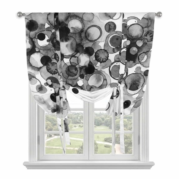 Black Gradient Balloon Curtains for Windows, Bedroom Curtains 54 Inch Length, Abstract Polka Dots Vintage Modern Art Tie Up Curtains Panels Thermal Insulated Bathroom Curtains Window 42"x54"