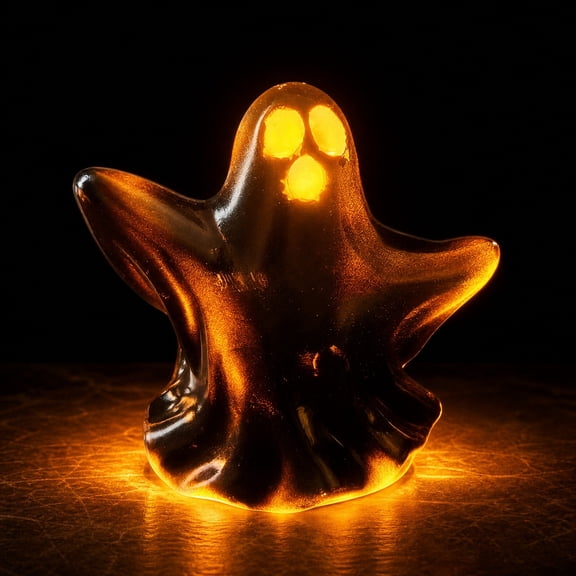 Black Gradient Ghost LED Night Light Tabletop Lamp, Three-Eye Spooky Ghost Figurine with Warm Glow, Mini Decorative Light for Indoor Halloween Decorations Bedroom Mantel Shelf Haunted House Supplies