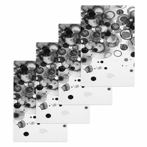 Black Gradient Kitchen Dish Towels for Drying Dishes Set of 4, Abstract Polka Dots Vintage Modern Art Waffle Weave Microfiber Hand Tea Bathroom Towels Quick Dry & Absorbent Towel 15.7x23.6