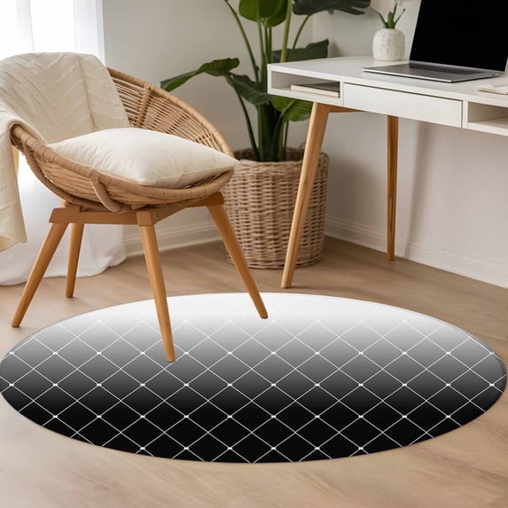 Black Gradient Texture 3.3ft Round Rug for Bedroom Reading Corner ...