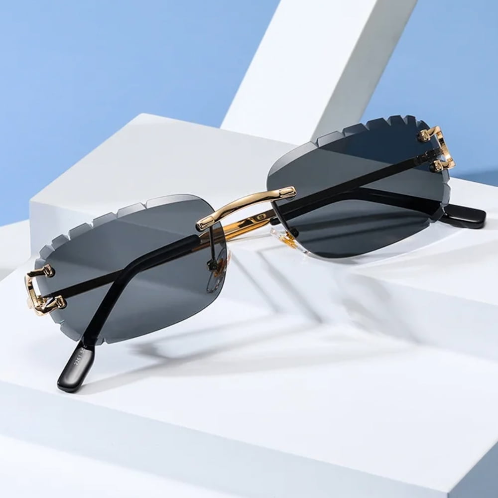 Black Gradient Tint Lens Rimless Hand Carved Diamond Cut  display picture 2