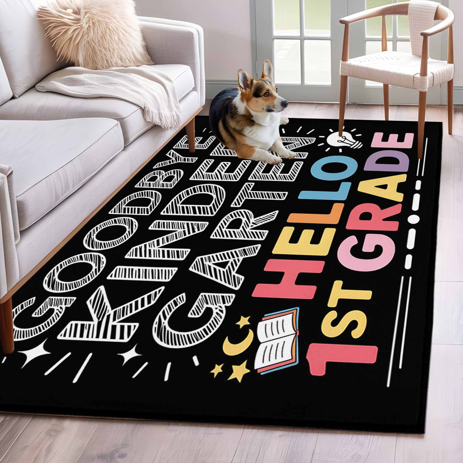Black Graduation Area Rug 4x6 Washable Rug Non Slip Funny Words ...