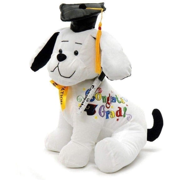 Black Graduation Autograph Dog With Pen, Black Hat - Congrats Grad! - 10.5H- Medium - Hound Dog Gift Toys for Graduate Student Party (10.5H- Medium)