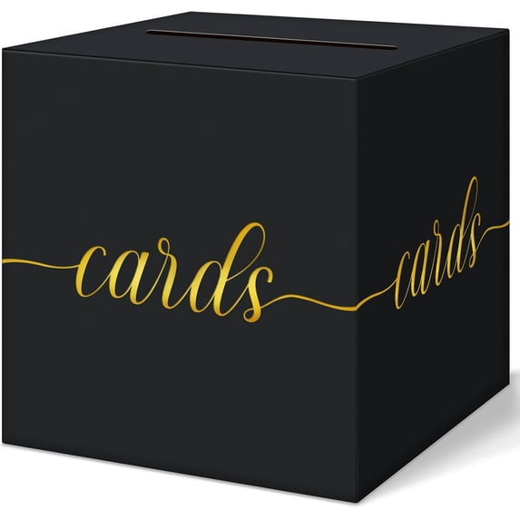 Black Graduation Card Box, Gold Foil Gift Box for Party Decorations, Wedding Reception, Birthday, Baby & Bridal Shower, Anniversary, Retirement