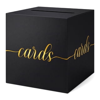 Black Graduation Card Box, Gold Foil Gift Card Box for Party Decorations, Wedding Reception, Birthday, Baby & Bridal Shower, Anniversary, Retirement