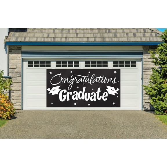 Black Graduation Garage Decoration, 5ft x 10ft