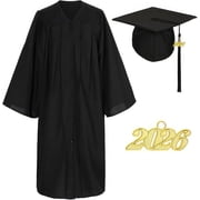 Black Graduation Gown and Cap Class of 2026 Set Bulk with Tassel for High School & College
