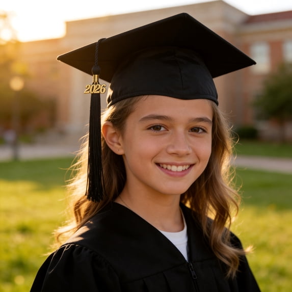 Black Graduation Hats with Tassel Kids and High School College for Adults Class of 2026 Decorations Graduation Gown for Kids