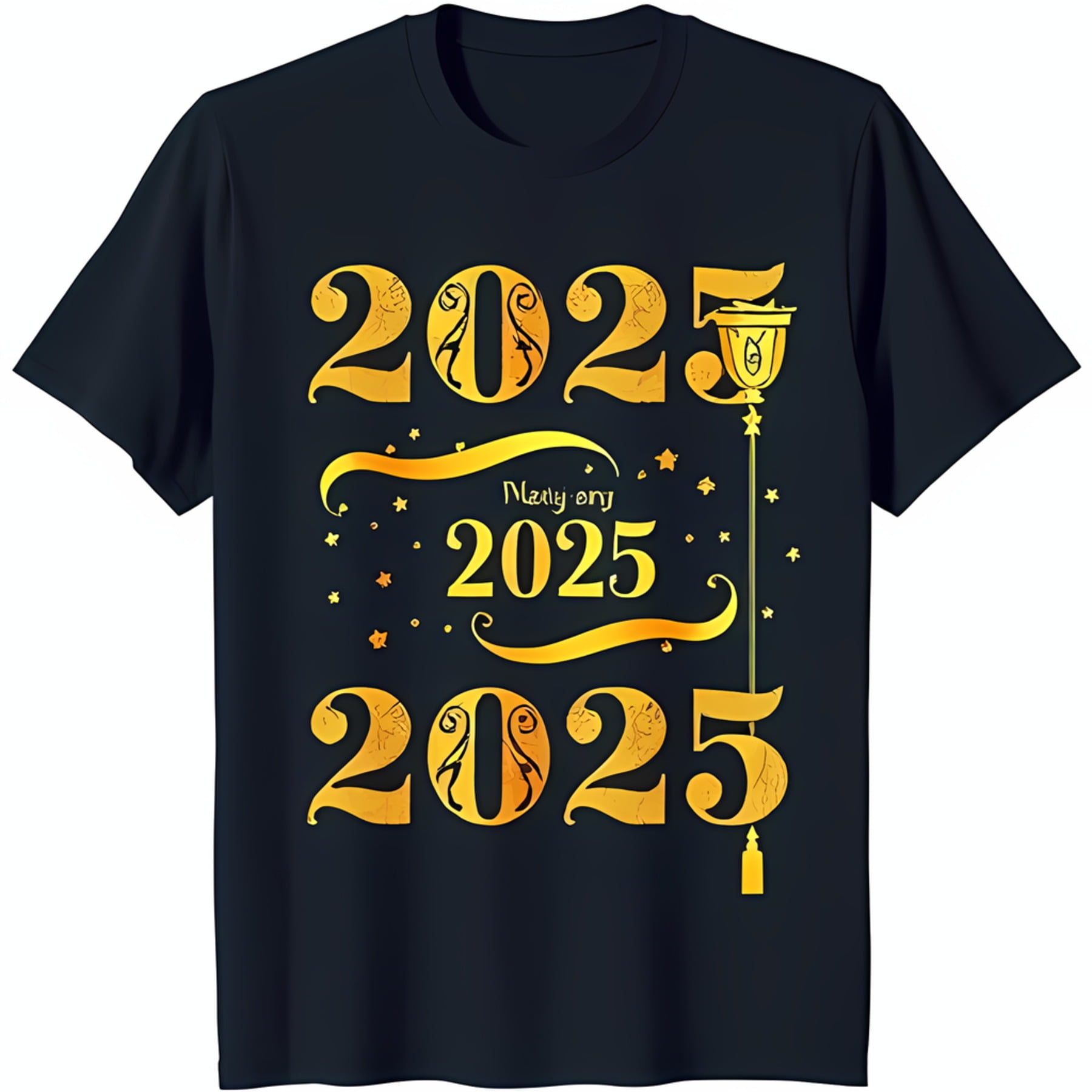 Black Graduation TShirt 2025 Ornate Design with 