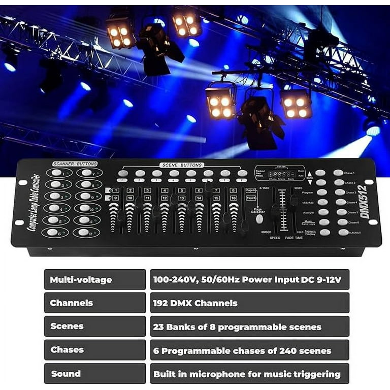 Black Grand Console DMX and MIDI Operator 192 Channel Light
