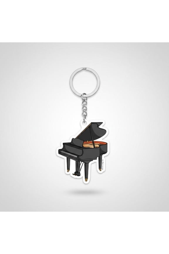 Black Grand Piano Keychain, Musical Instrument Acrylic Charm