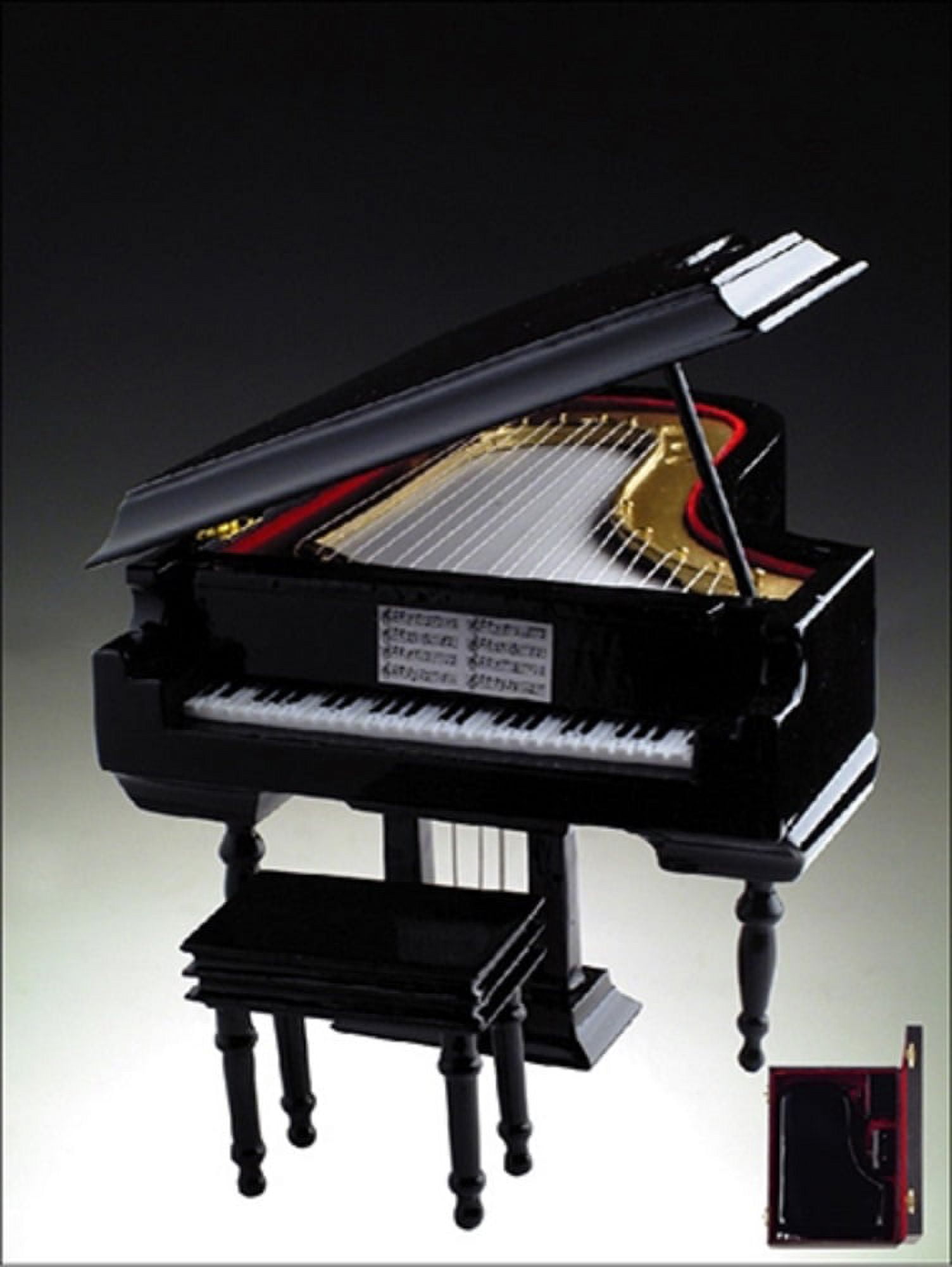 Black Grand Piano with Case Replica Mini Figurine 7 Inch New