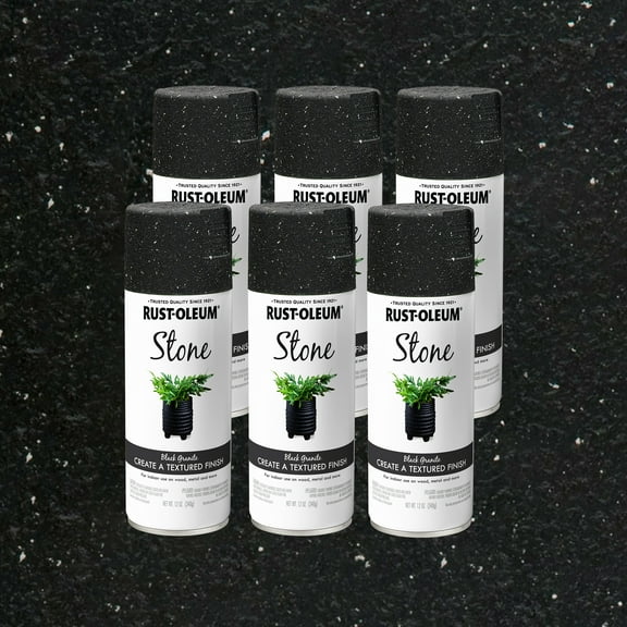 6 Pack, Black Granite, Rust-Oleum American Accents Textured Spray Paint-7991830, 12 oz