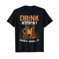 thumbnail image 1 of Black Graphic Beer Mug T-Shirt - Drink Responsibly Don't Spill It Design, 1 of 5