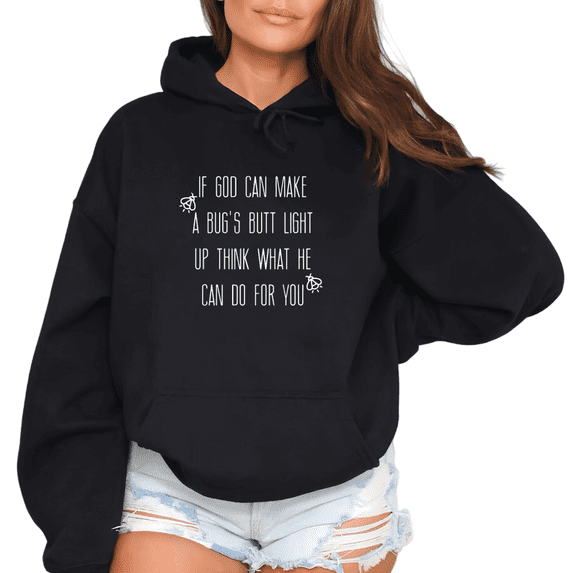 Black Graphic Hoodie Sweatshirt Christian Faith Inspirational Funny Quote Women S-2XL