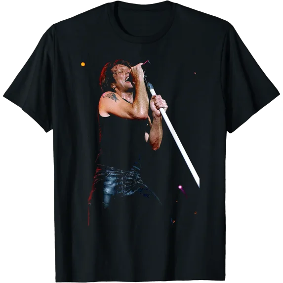 Black Graphic Performer T-Shirt for Music Fans - Keep The Faith Tour 1993 Design