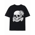 thumbnail image 1 of Greenink Black Graphic Skull with Roses T-shirt, 1 of 7