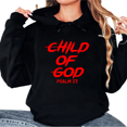 thumbnail image 1 of Black Graphic Sweatshirt Print hoodie Child of God Psalm 23 Christian Faith Fall Winter Casual Hoodie S-2XL Tops, 1 of 5