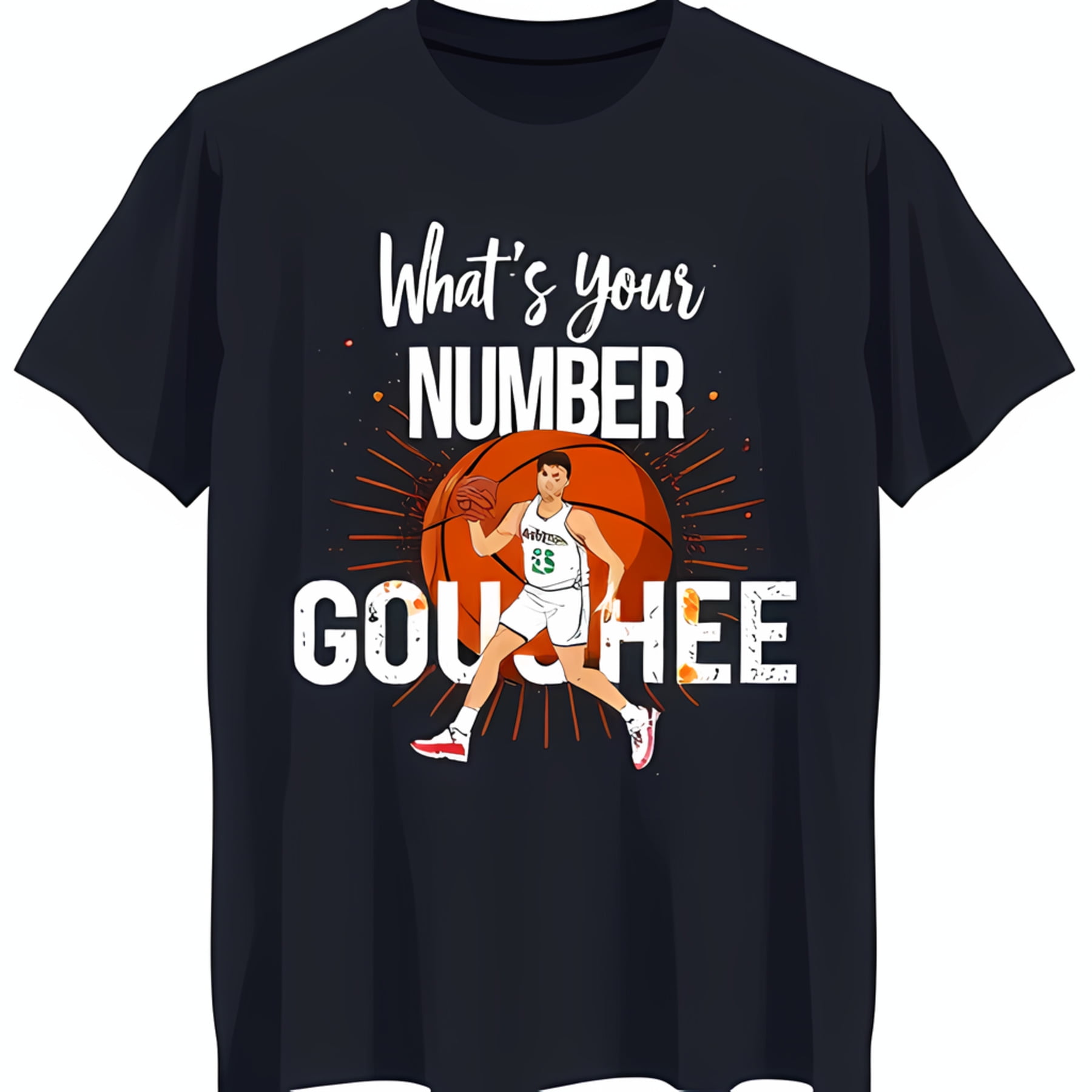 Black Graphic TShirt Featuring Dribbling Player in Green Jersey 25