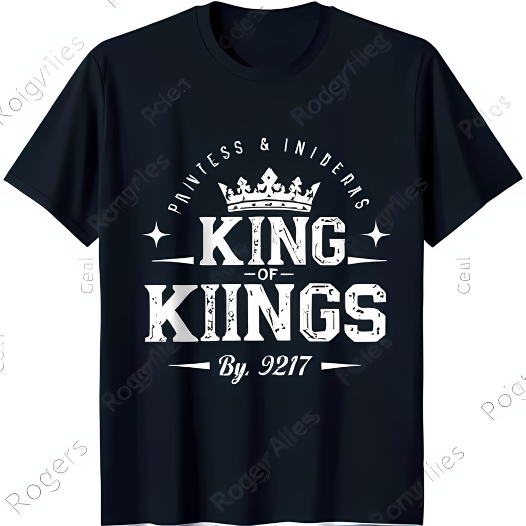 Black Graphic TShirt 'King of Kings' Crown Design Princes & Inderks