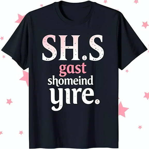 Black Graphic T-Shirt with Bold 'SH S gast shomeind yire' Design Unique Style