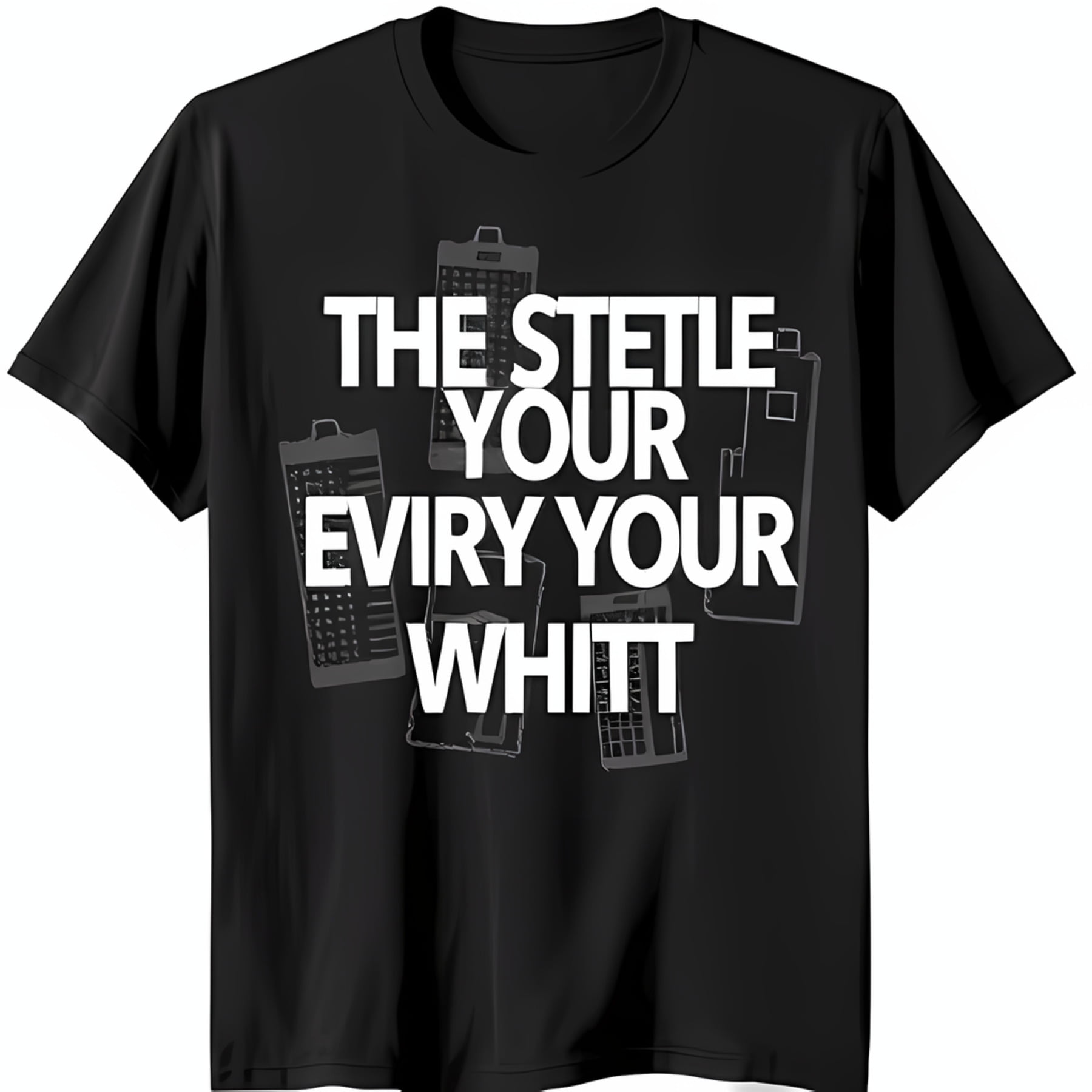 Black Graphic TShirt with Bold 'The Stetle Your Eviry Your Whitt