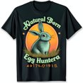thumbnail image 1 of Black Graphic T-Shirt with Cute Green Rabbit ' Born Egg Hunters' Design, 1 of 5